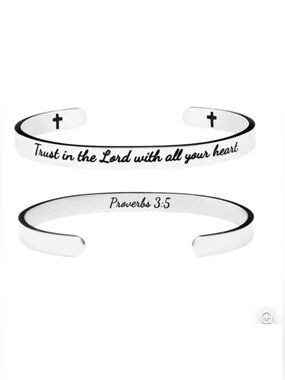 Silver Laser Engraved Bible Verse Bracelet - Trust in the Lord Cuff - NWT 
C3